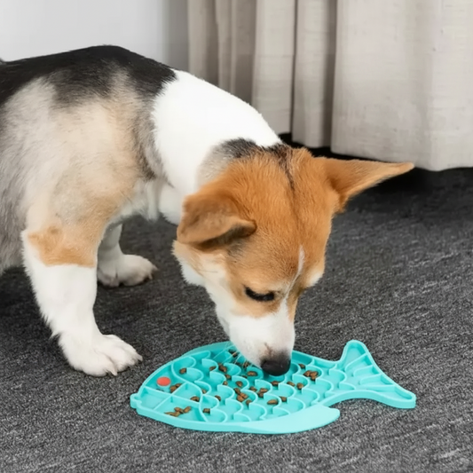 Silicone Fish Lick Mat for Dogs – Calming Anxiety Relief & Enrichment Toy (Blue)