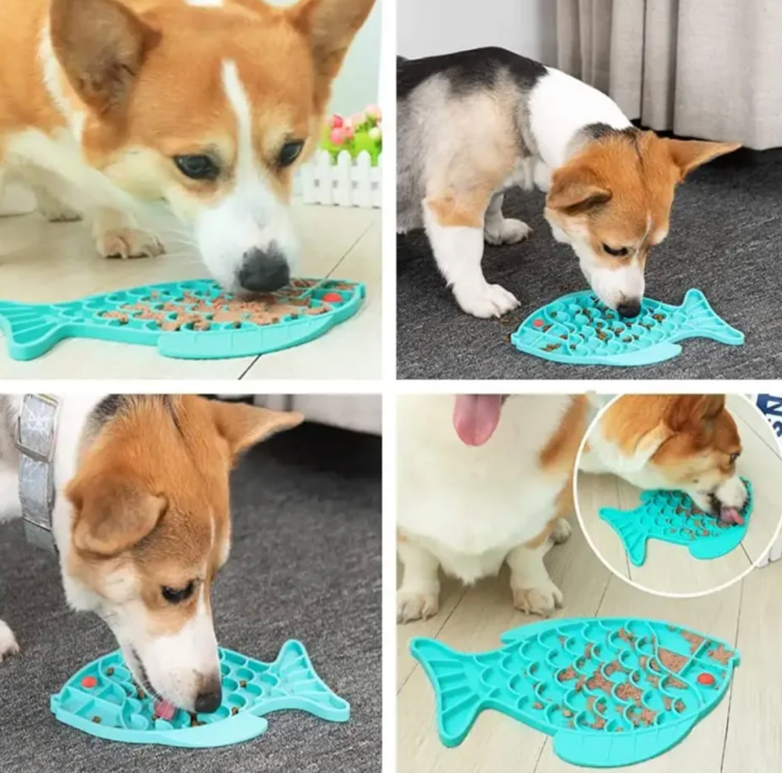Silicone Fish Lick Mat for Dogs – Calming Anxiety Relief & Enrichment Toy (Blue)