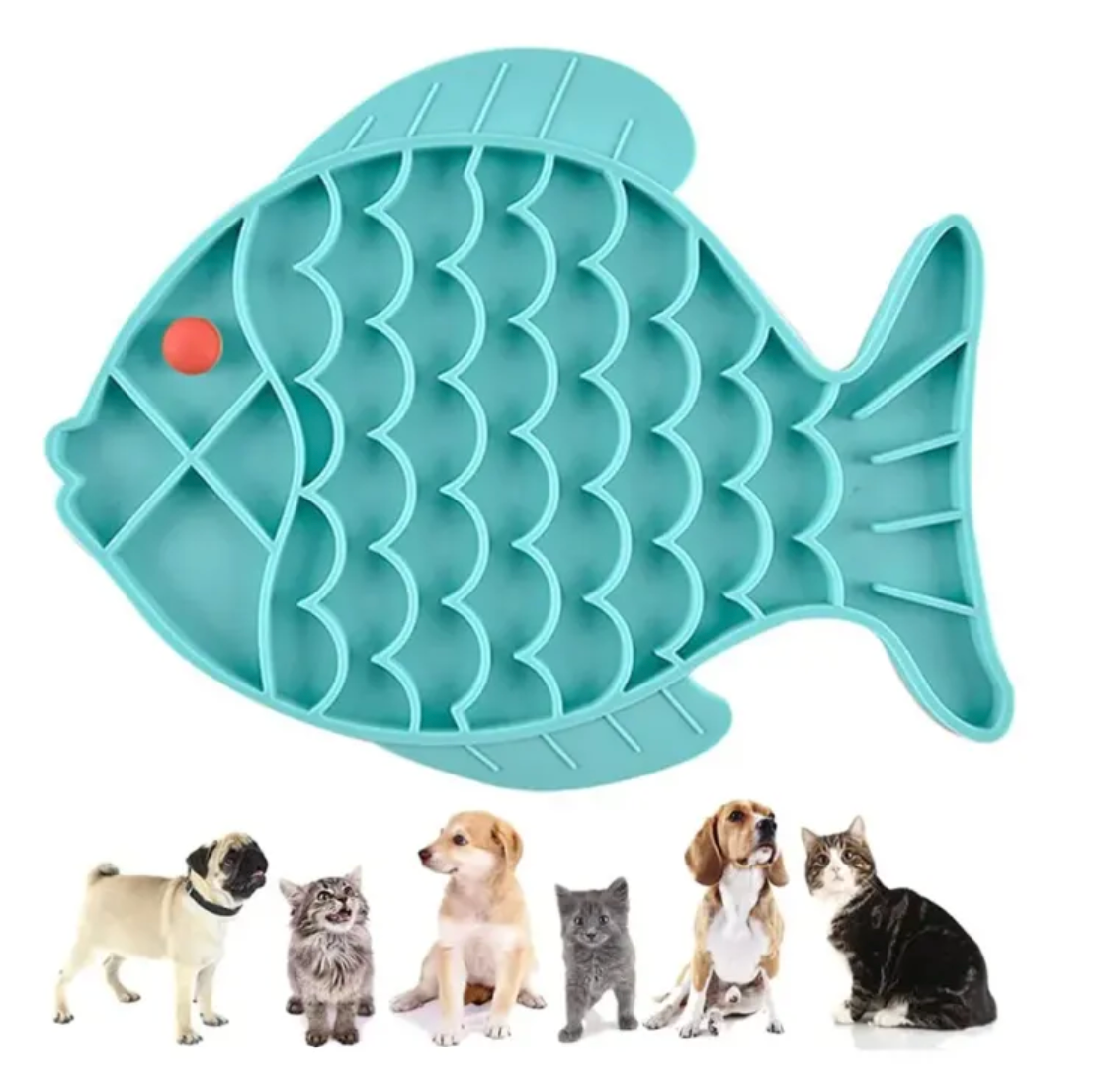 Silicone Fish Lick Mat for Dogs – Calming Anxiety Relief & Enrichment Toy (Blue)